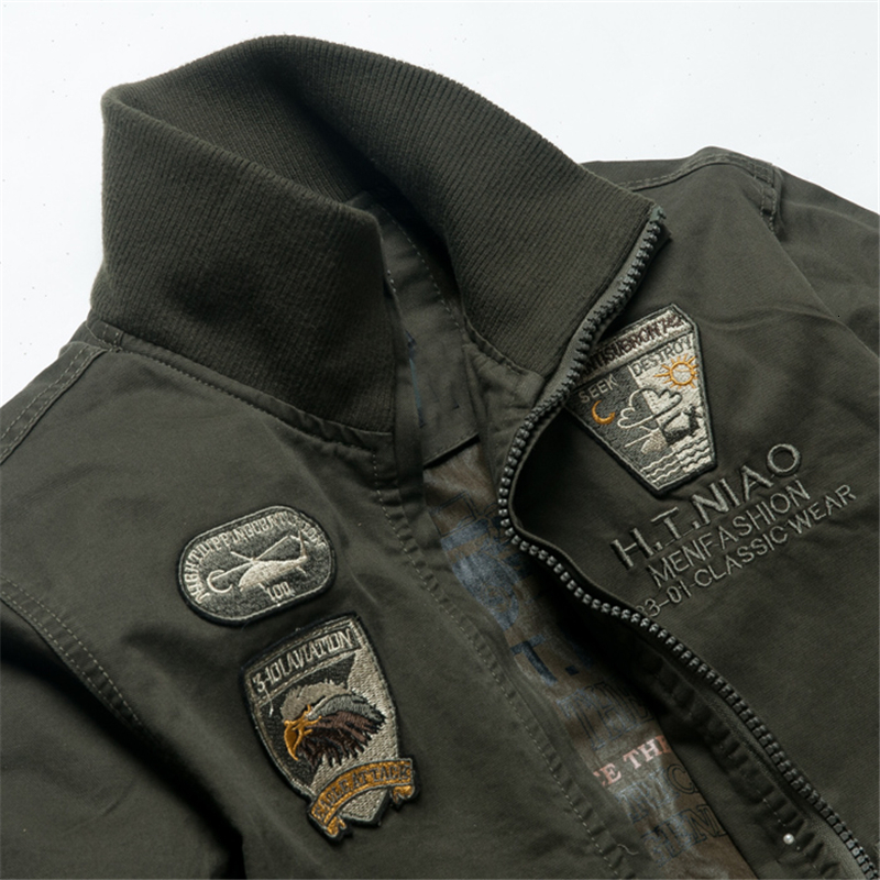Men's Jackets Tactics Jacket Men Autumn Spring Bomber Cotton Coat Plus Size Embroidery Airplane Pilot Cargo Jackets Male Jaqueta Masculina 230821