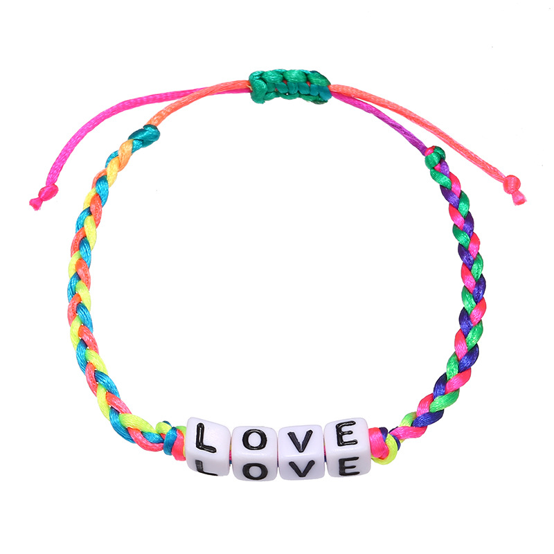 New Popular Letter Words Charm Bracelet Colorful Woven Bracelets Jewelry for Kids