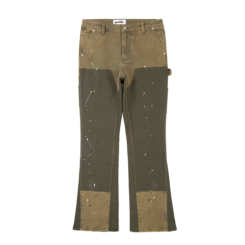 Men's Jeans Splash Ink Painted Washed Micro Elastic Denim Logging Pants Men's Patchwork Baggy Y2K Jeans Oversized Casual Cargo Trousers 2308