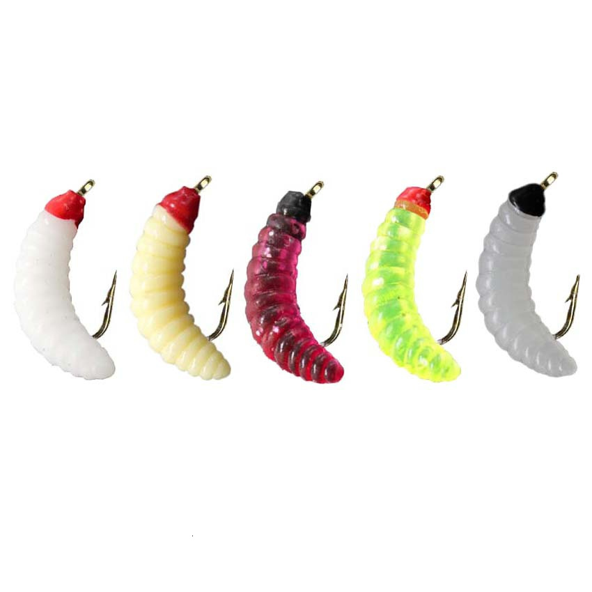 Baits Lures 1Pcs #10 Brass Bead Head Fast Sinking Nymph Maggots Bug Worm Flies Trout Fly Fishing Lure Bait 230821