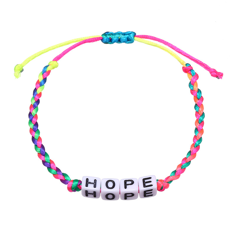 New Popular Letter Words Charm Bracelet Colorful Woven Bracelets Jewelry for Kids