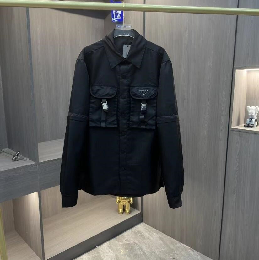 Designer Brand Mens Jackets Metal Triangle Coats Multi Pocket Work Dress Shirts Thin Coat for Men and Women Loose Detachable Sleeve Short Sleeve Shirts Jackets Tops