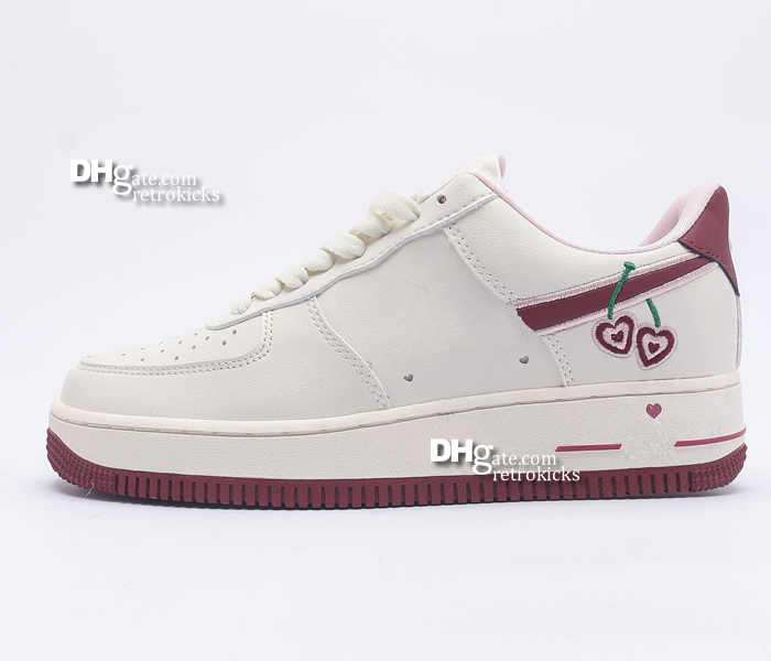 af1s Valentine's shoes white sneakers Cherry Red women men us4y-12 36-46