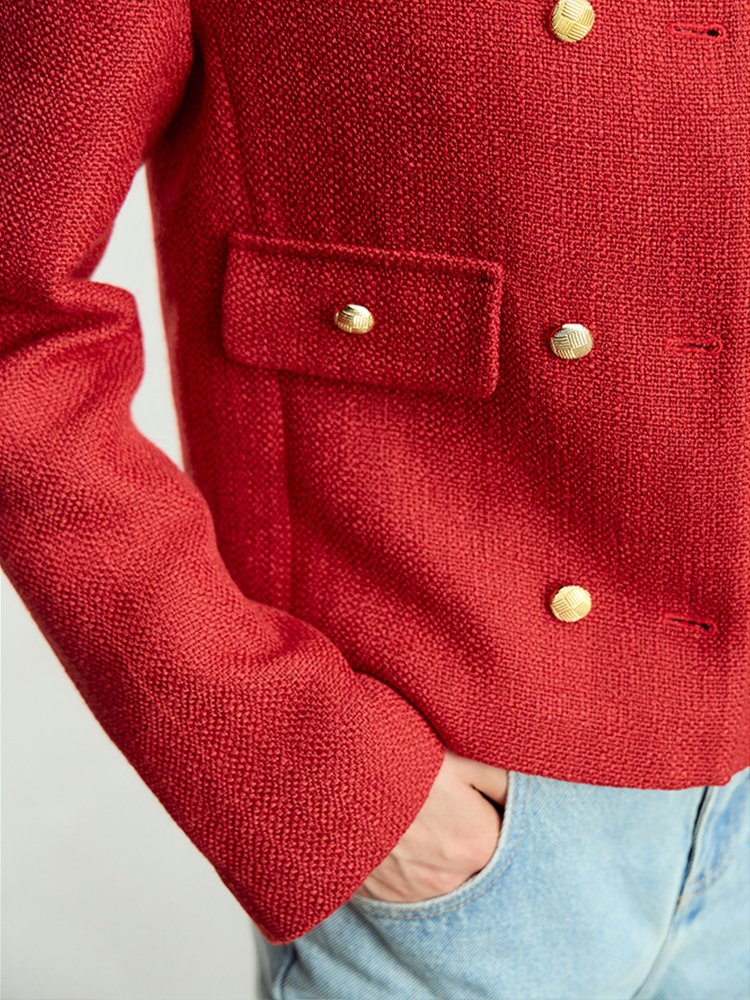 Women s Jackets AMII Minimalism French Fragrance Coat for Women 2023 Autumn Short Loose O neck Double Breasted 12343169 230822
