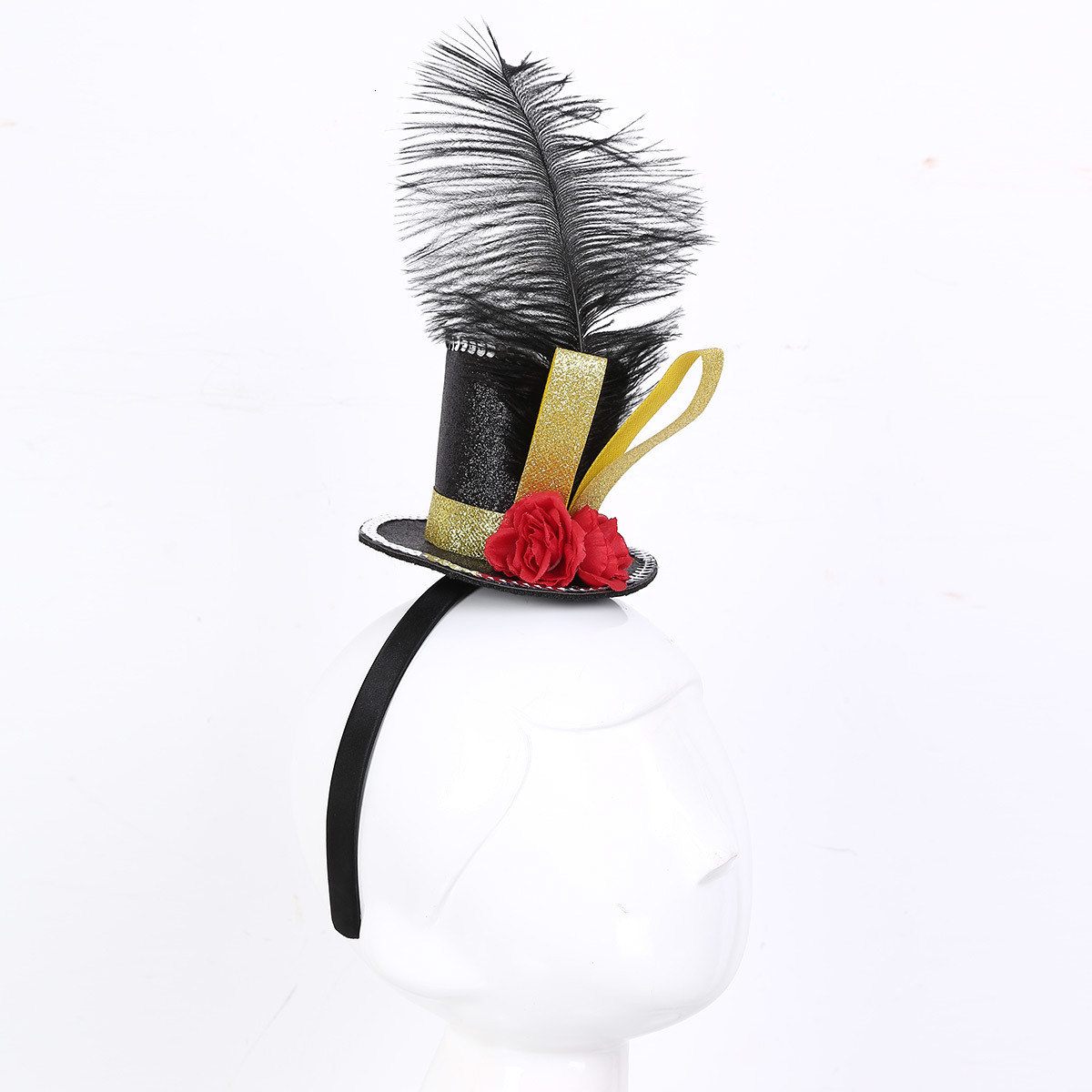 Hair Accessories Kids Girls Fancy Steampunk Mini Top Hat Headband Headdress Feather Rose Hair Hoop Headwear Halloween Costume Hair Accessories 230821
