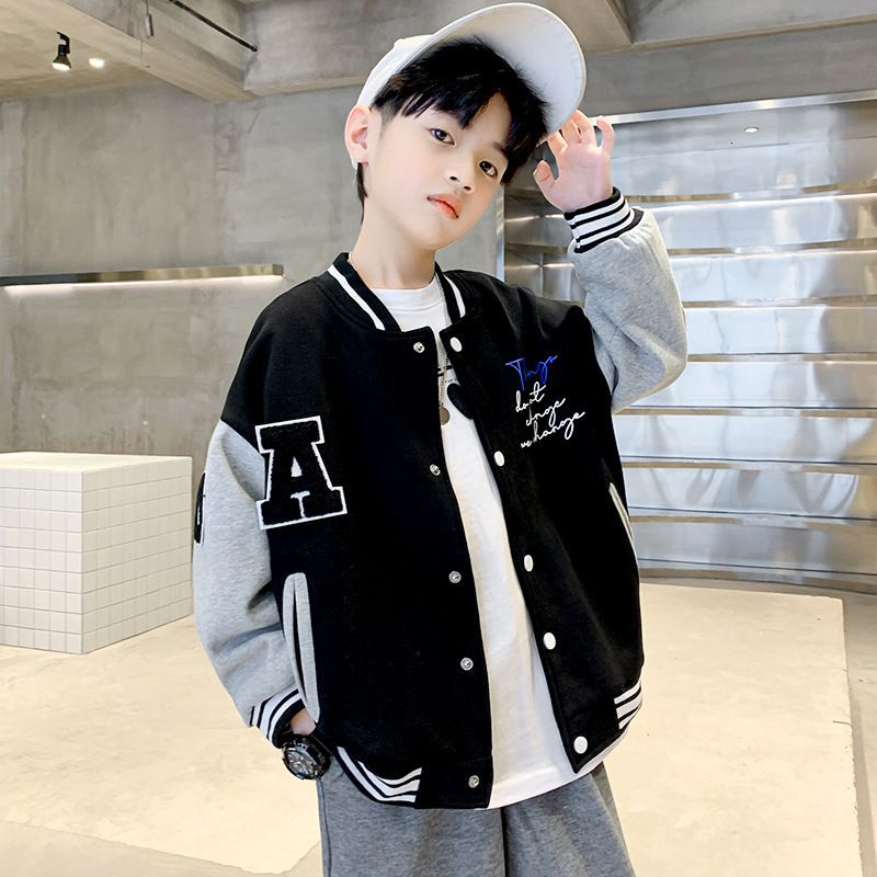 Jackets Kids Bomber Jacket Children Spring Autumn Letter Print Outerwear Boys Streetwear Varsity Baseball Uniform Coats 4 6 8 10 12 14 Y 230817
