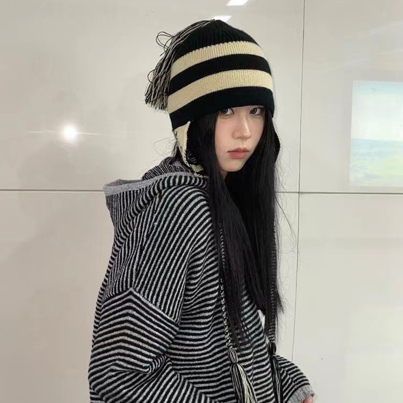 BeanieSkull Caps Anime NANA Cosplay Hat Okazaki Shinichi Beanies Unisex Women Men Tassel Ear Protection Hat Winter Bonnet Gorro Apparel 230821