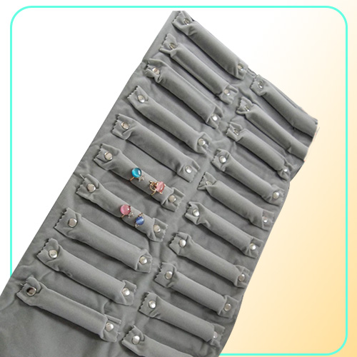 Popular BlackGray Jewelry Display Accessiores Travel Ring Storage Pouch Case Large Jewelry Roll Bag Organizer