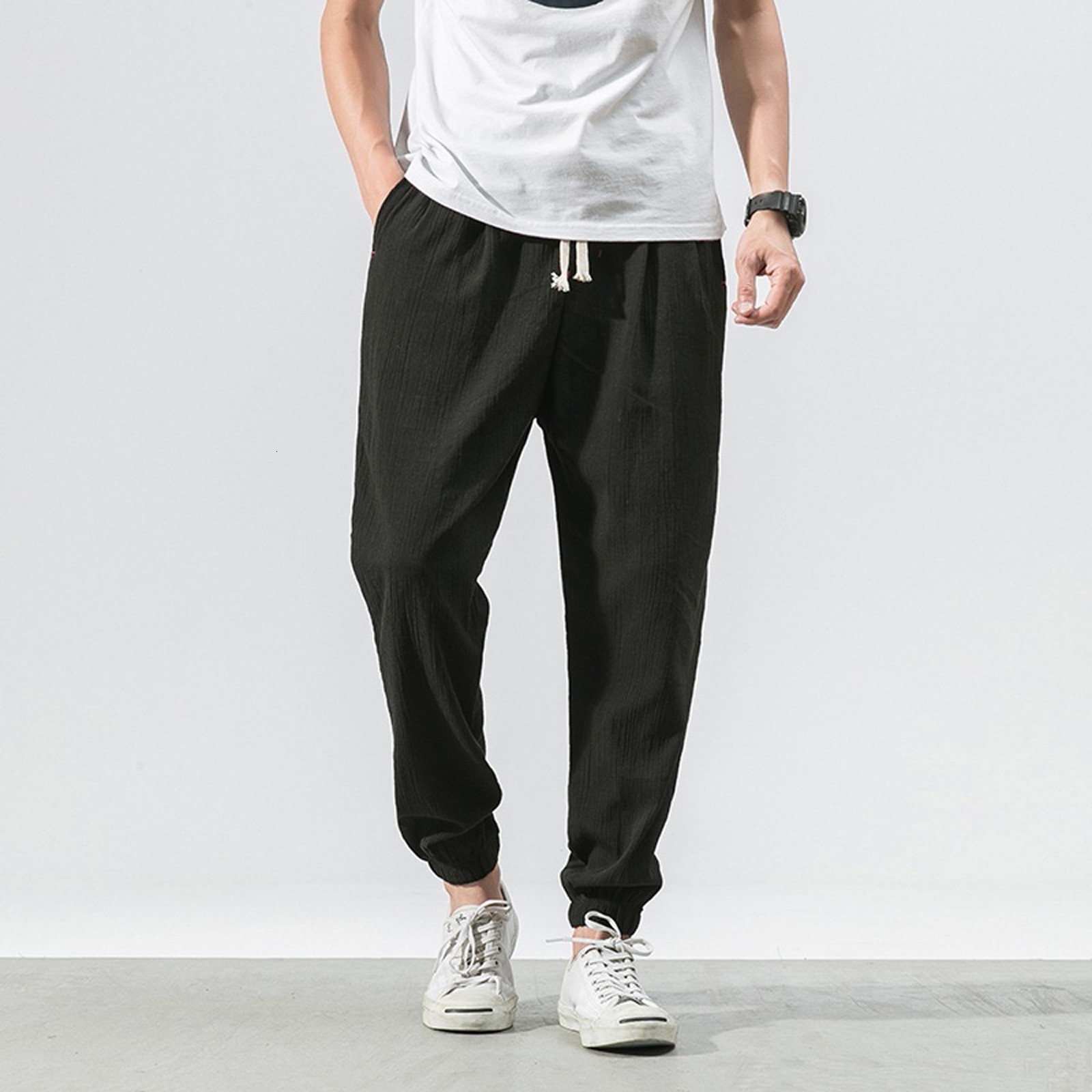 Men's Pants Men's Casual Trousers Soild Ankle-Length Trousers Baggy Harem Pants Bunched Feet Sports Pant Streetwear Men Jogger Pants 230822