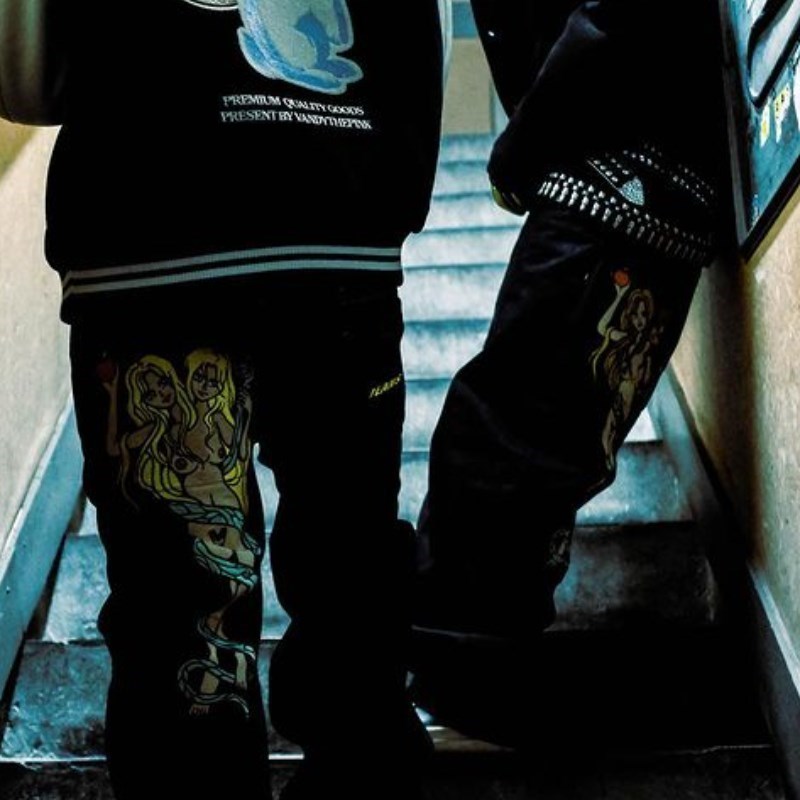 Men's Jeans Hip Hop Men clothing Y2K Women's Cargo Punk Wide Leg Pants Fashion Pants Anime Print Denim Pants Street Apparel Baggy Jeans 2308