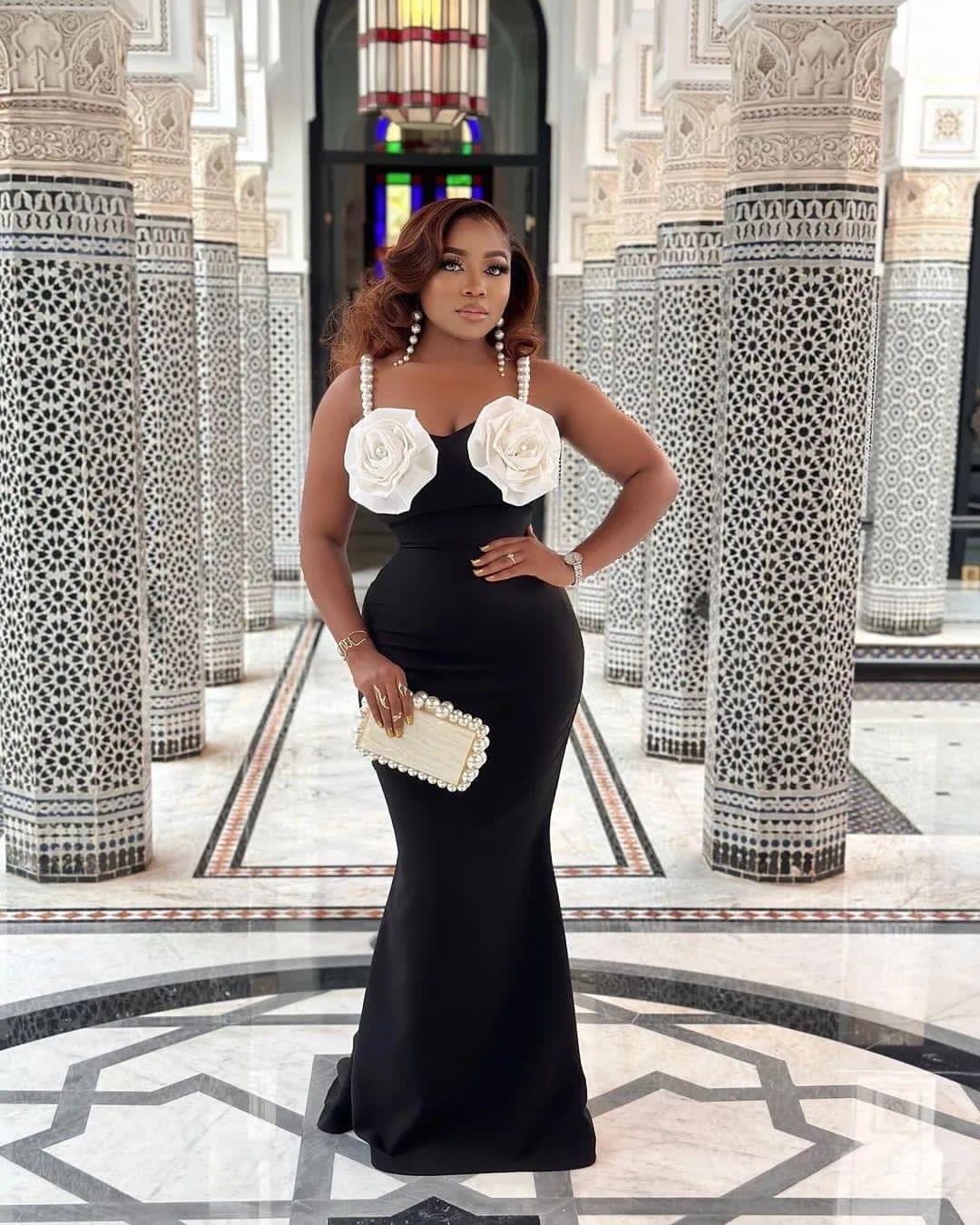 August 2023 Aso Ebi Black Mermaid Prom Dress Pearls Satin Evening Formal Party Second Reception Birthday Engagement Gowns Dresses Robe De Soiree Zj798
