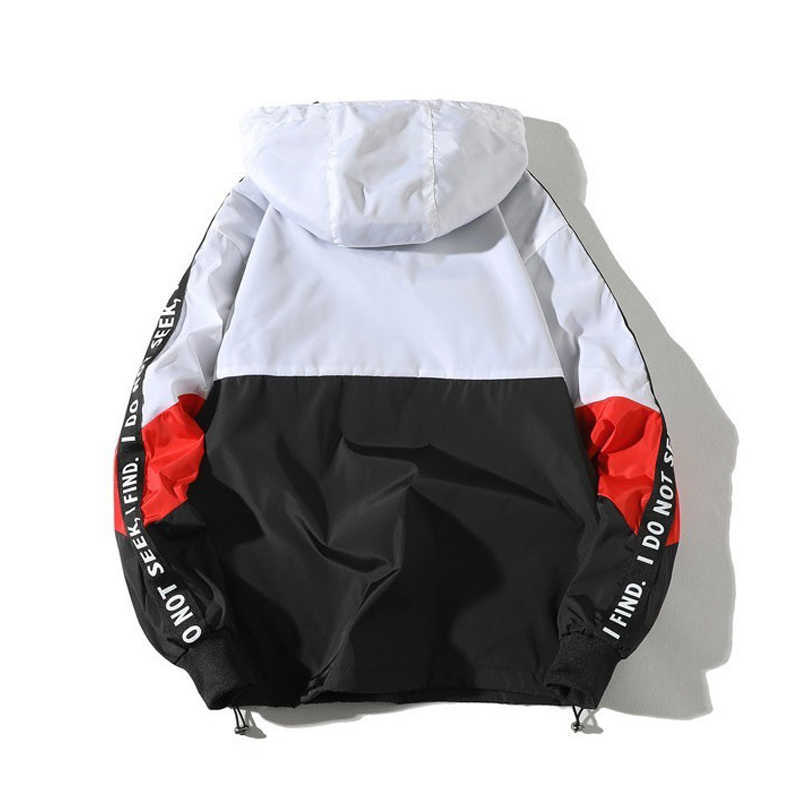 Men's Jackets Men Autumn Jackets Fashion Patchwork Loose Casual Streetwear Male Hip Hop Hooded Zipper Tracksuit Korean Pullover Windbreaker J2308