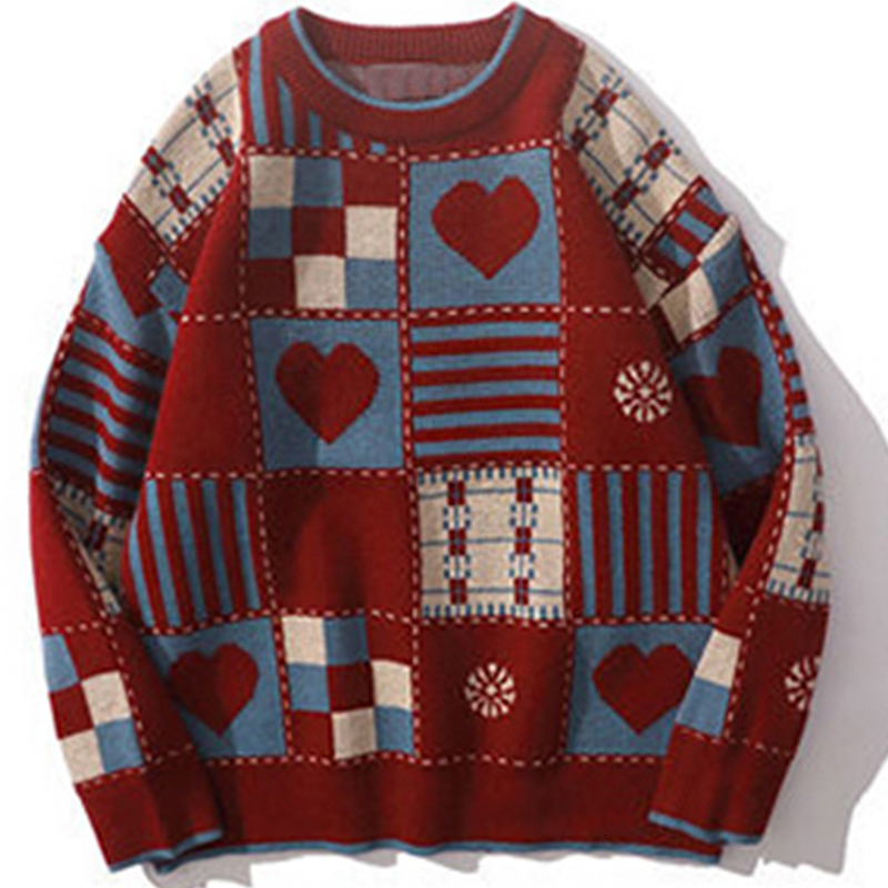 Men's Sweaters Y2k Vintage Sweater Men Hip Hop Streetwear Harajuku Retro Japanese Style Love Oversized Women Knitted Sweater Wool Pullover 230821