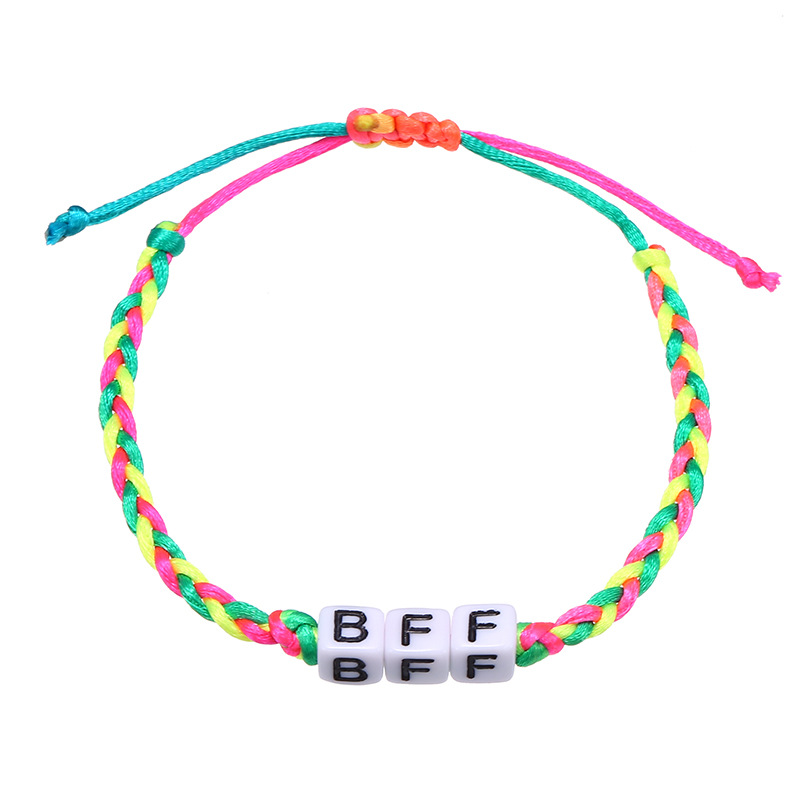 New Popular Letter Words Charm Bracelet Colorful Woven Bracelets Jewelry for Kids