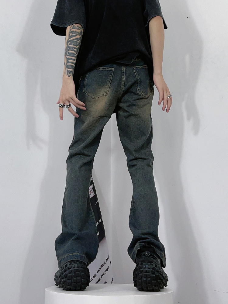 Men's Jeans REDDACHiC 3-Bar Brushed Jeans Men Streetwear Y2k Baggy Jeans Wide Leg Pants Loose Skater Stylish Flared Leg Hiphop Male Trousers 2308