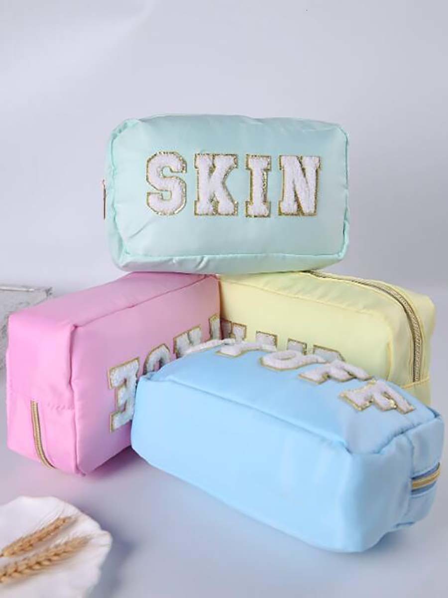 Cosmetic Bags Cases 4PCS Mixed Color Towel Embroidered Letter Waterproof Makeup And Wash Bag Random 230821