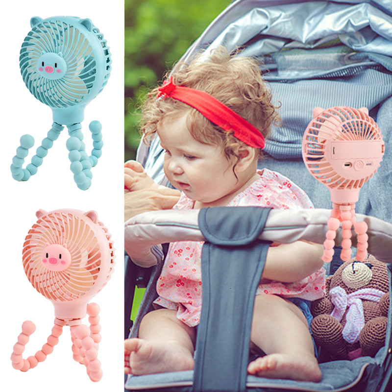 Stroller Parts Accessories Summer Night Light Fan for Stroller Portable Handheld Fan Baby Bed Fan USB Rechargeable Battery Operated Fan Baby Accessori
