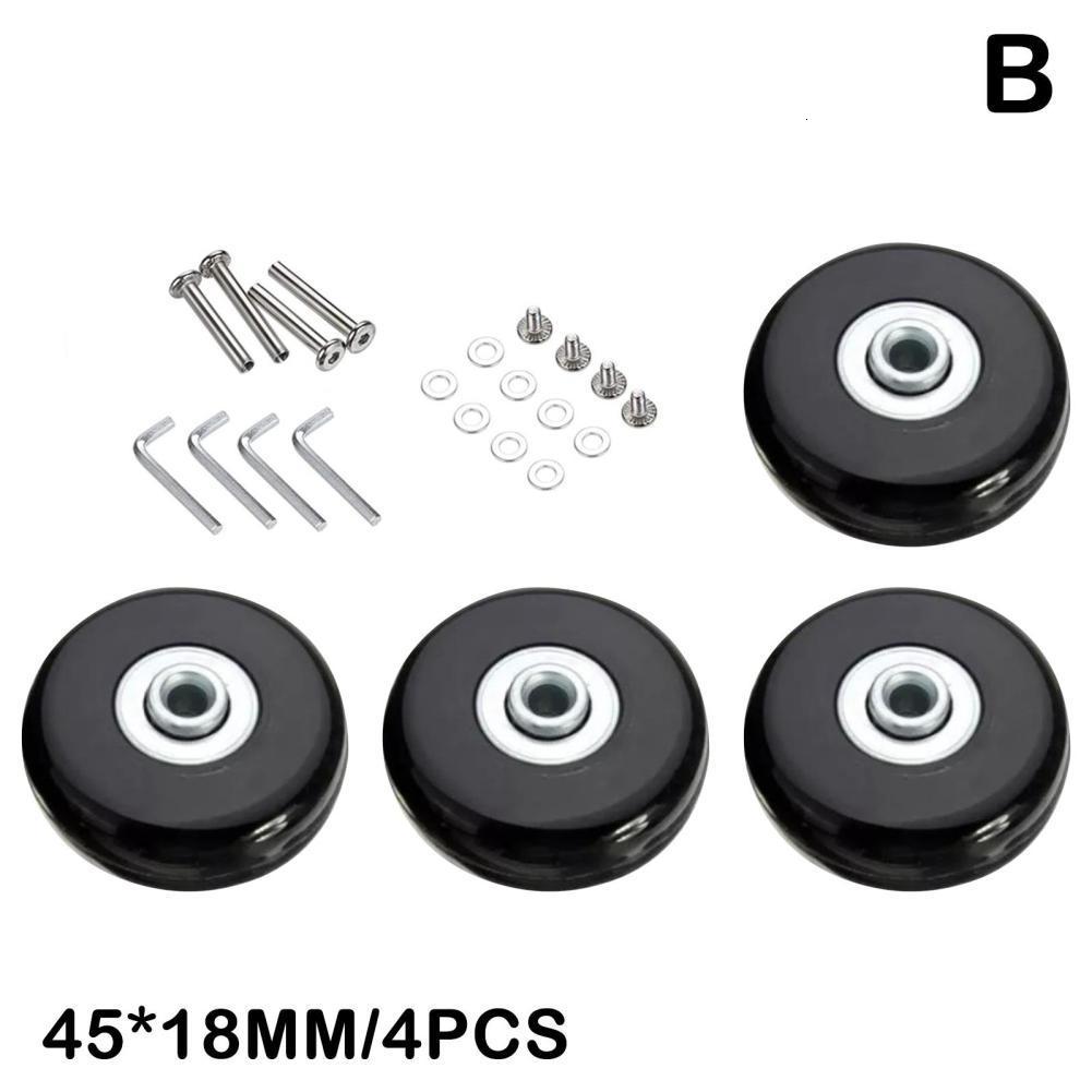 Bag Parts Accessories 4PCs Black Mute Luggage Suitcase Replacement Wheels Axles Repair Kit Dia. 40mm/45mm/50mm Inline Skate Wheels With Bearings 23082