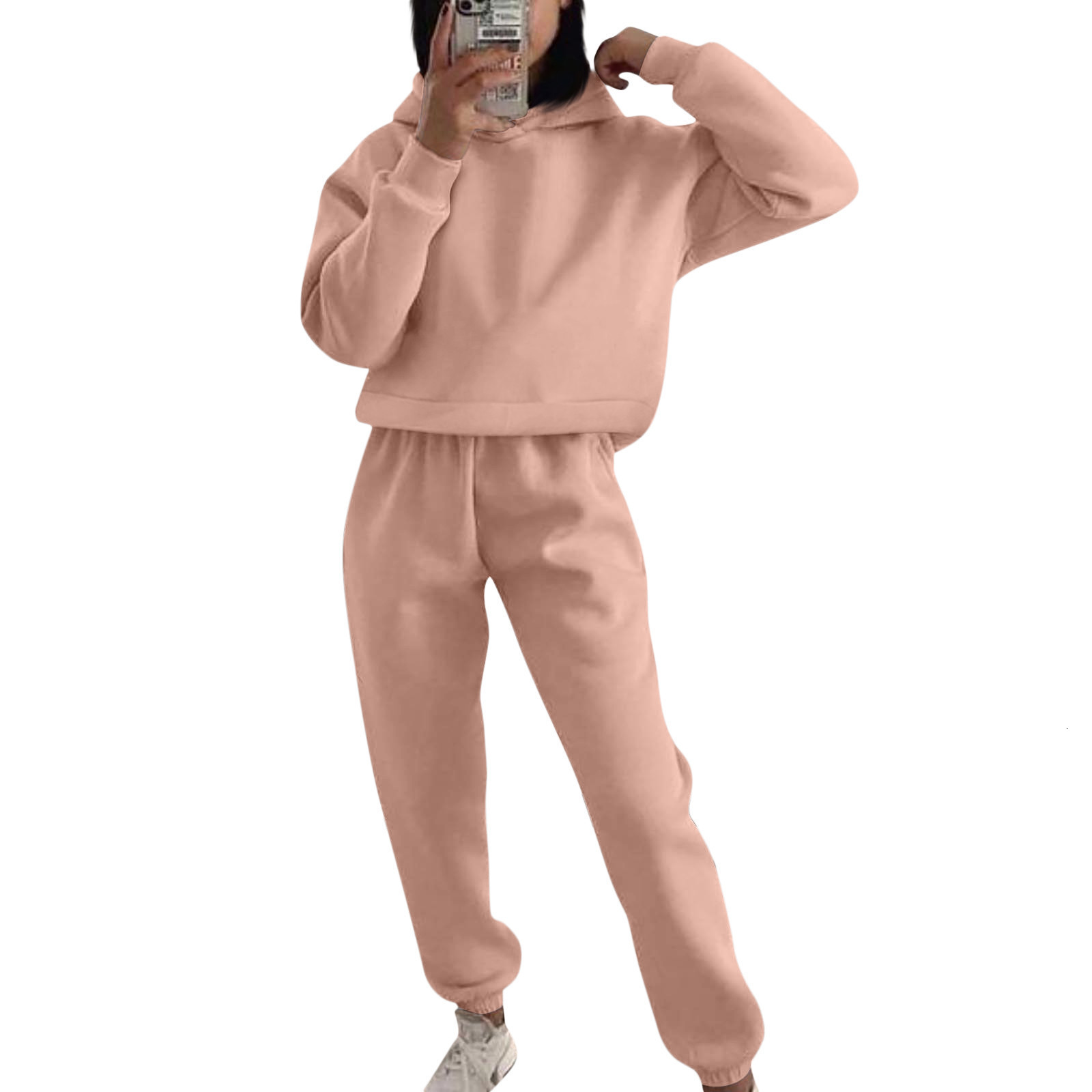 Womens Two Piece Pants Autumn Tracksuit Long Sleeve Hooded Top Casual Stretch Trousers Sports Workout Suit Loose Soft Twopiece Set 230821wtt