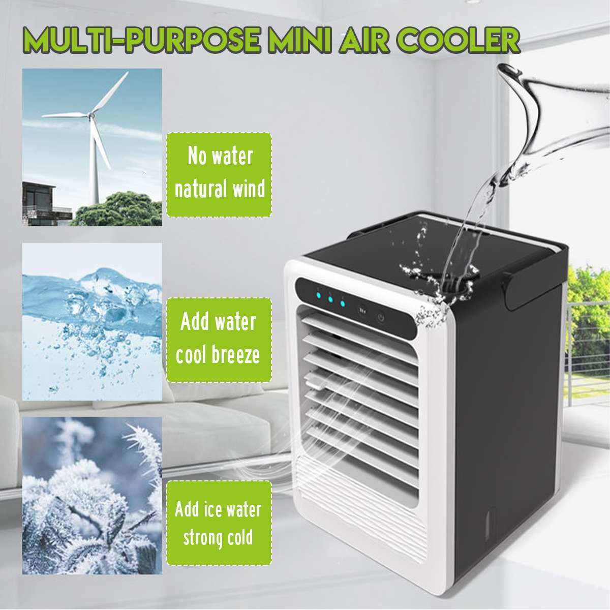 Other Home Garden Portable Mini Air Conditioner Water Cooling Fan 3 Speed 2500ml Water Tank USB Air Conditioning air cooler for Car Home Office 230821
