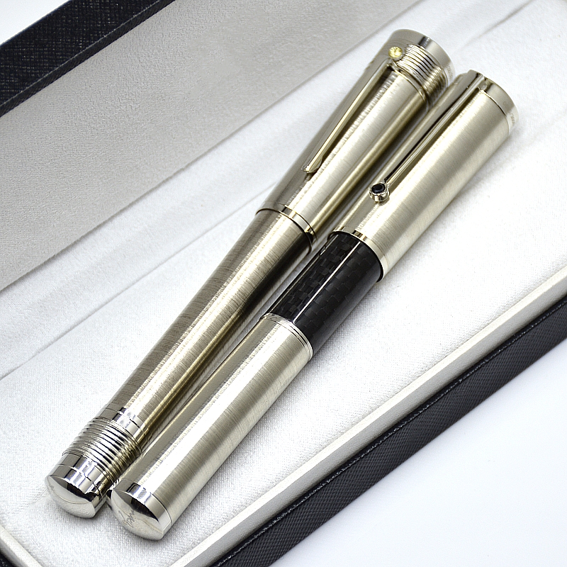 Great Mahatma Gandhi Signature Rollerball Pen Black Carbon Fiber And Titanium Metal Office School Writing Ink Fountain Pens 0680/3000