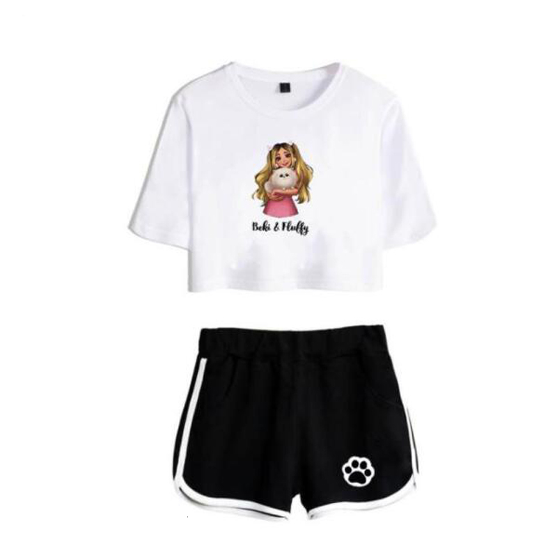 Women's Two Piece Pants Rebekah Wing Merch Beki Fluffy Print Tracksuit Women Two Piece Set Top and Shorts Outfits Casual Sportwear Streetwear 230