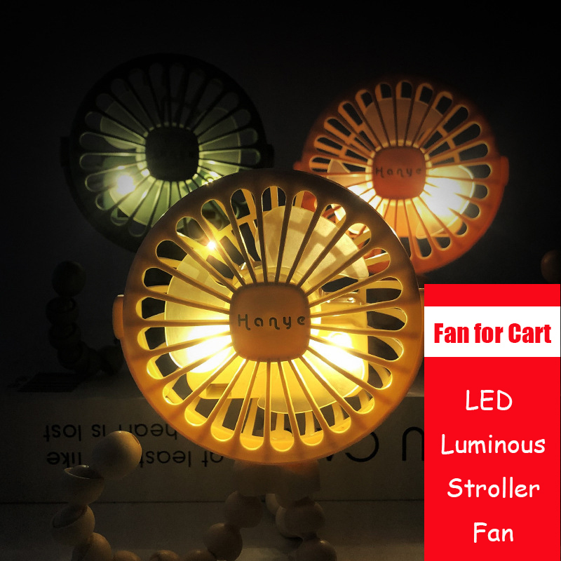 Stroller Parts Accessories Summer Night Light Fan for Stroller Portable Handheld Fan Baby Bed Fan USB Rechargeable Battery Operated Fan Baby Accessori