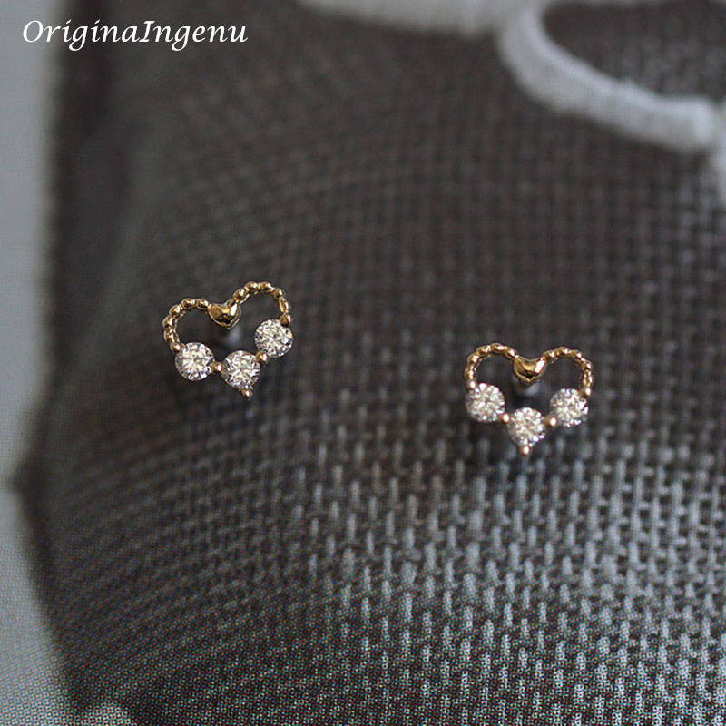 Ear Cuff Solid 9K Gold Dainty Heart Stud Earrings 9k Women Jewelry Minimalist Elegant Wedding Tarnish Resistan Fine 230822
