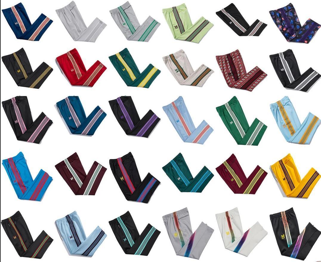 Men's Pants AWGE Needles Pants Hip Hop Top Quality Butterfly Embroidery Track Sweatpants Japan Classic Stripe Joggers Track Trousers 230822