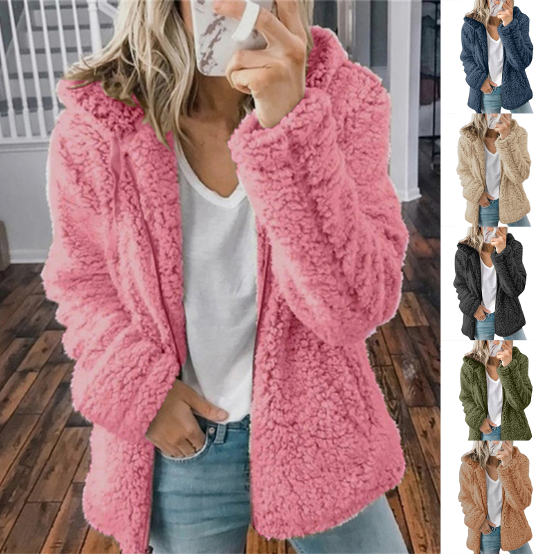 Men's Hoodies Sweatshirts Women Autumn Winter Zipper Hoodies Plush Female Hoodies Casual Loose Soft Hooded Cardigan Faux Fur Solid Sweatshirts Co