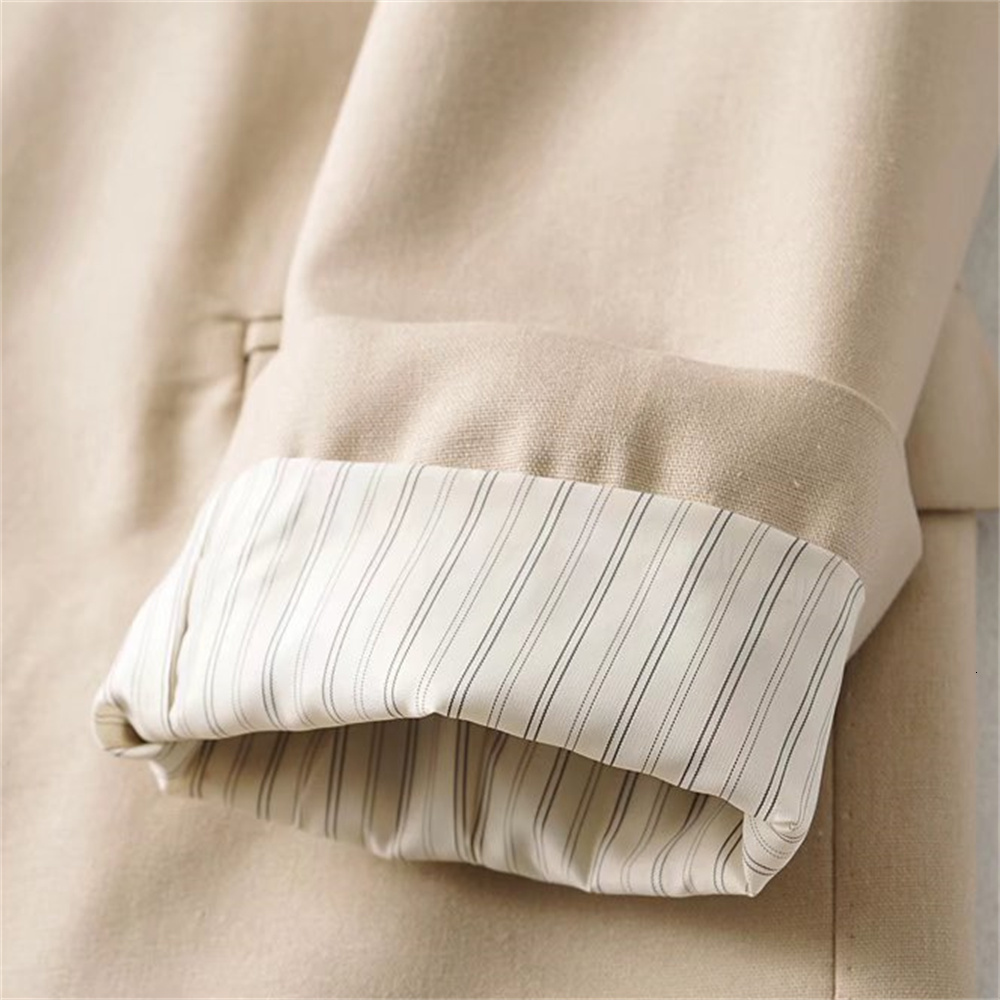 Women s Jackets 2023 High quality fashion women s temperament printing cuffs linen cardigan Blazer 230822