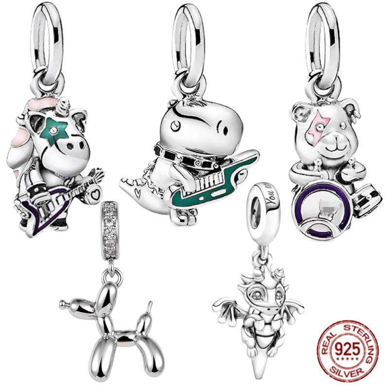 925 Sterling Silver Hot selling Pendant Charm Bead Suitable for Original Bracelets/Necklace Jewelry Balloon Dog Drummer Little Bear Free Shipping