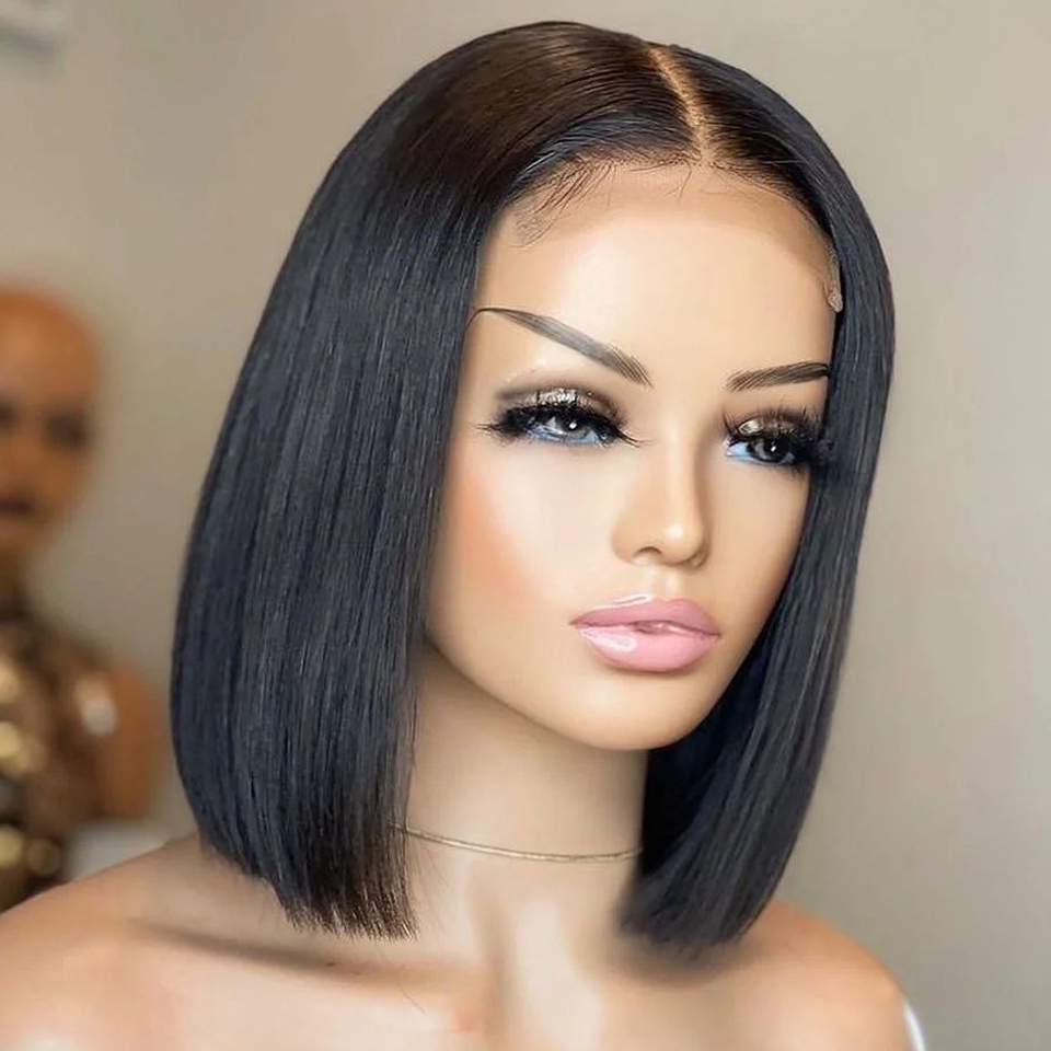 HD Glueless Short Straight Bob Wig 4x4 Closure Wig Lace Front Human Hair Wigs for Women Pre Plucked Remy Lace Frontal Bob Wigs