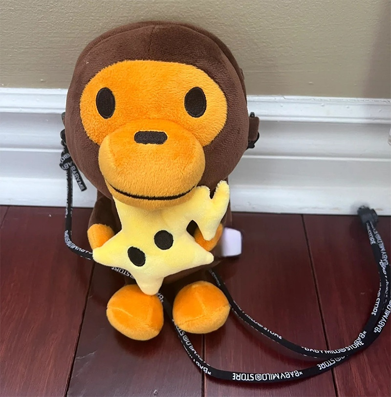 Backpacks Plush Cute Monkey Kids Diagonal Bag Phone Mini Shoulder Bag 230821