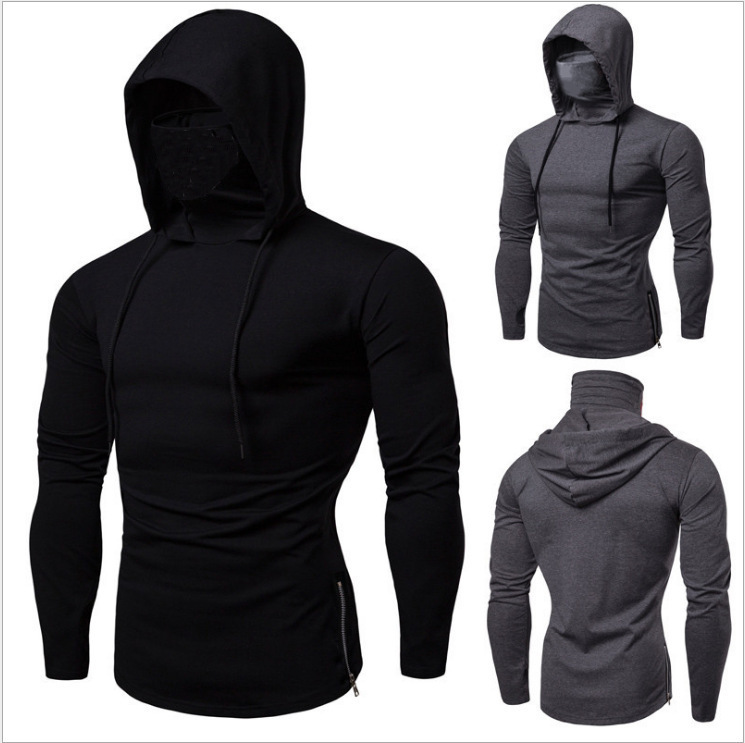 Men's Hoodies Sweatshirts Men Solid Black Gray Hoodie Long Sleeve Hooded Sweatshirt for Man Sports Fitness Gym Running Casual Pullover Tops 23082