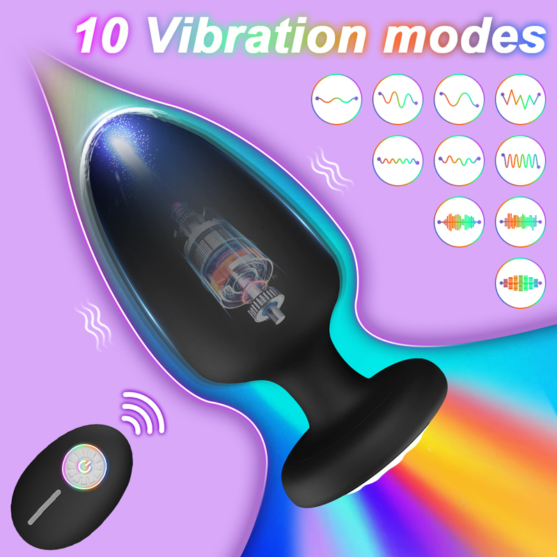 Anal Toys LED Light Plug Vibrator Butt Plugs Stimulator Masturbator Remote Control Prostate Massager Sex Toy For Men Gay Unisex 230821