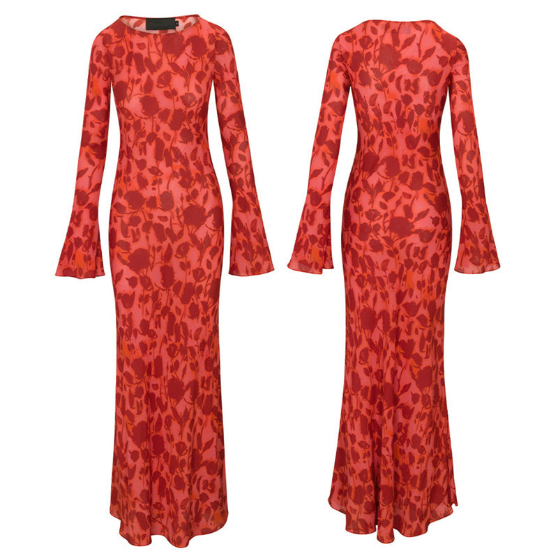 Basic Casual Dresse Leisure Style Zebra Print Long Dress Retro Sleeve Flared Cuff Round Collar Slim Fit Summer Vintage 230822