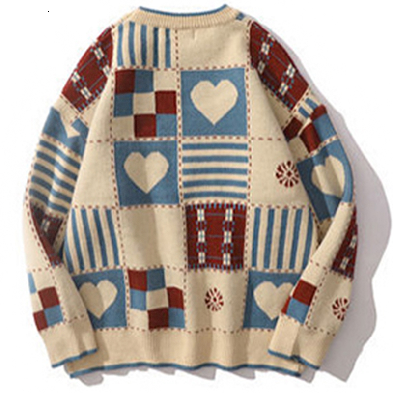 Men's Sweaters Y2k Vintage Sweater Men Hip Hop Streetwear Harajuku Retro Japanese Style Love Oversized Women Knitted Sweater Wool Pullover 230821