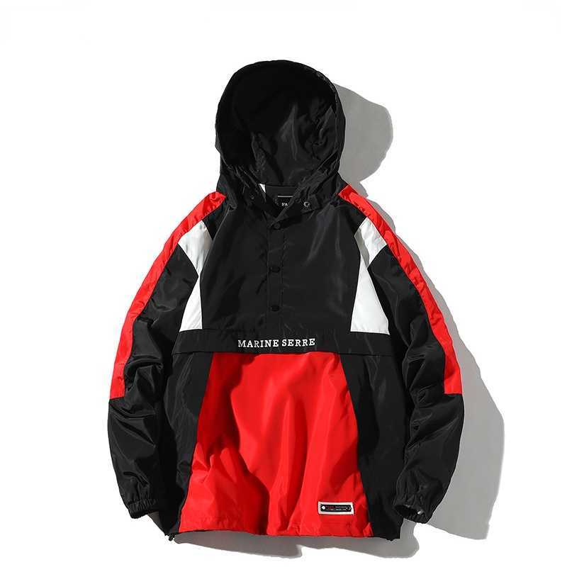 Men's Jackets Men Autumn Jackets Fashion Patchwork Loose Casual Streetwear Male Hip Hop Hooded Zipper Tracksuit Korean Pullover Windbreaker J2308