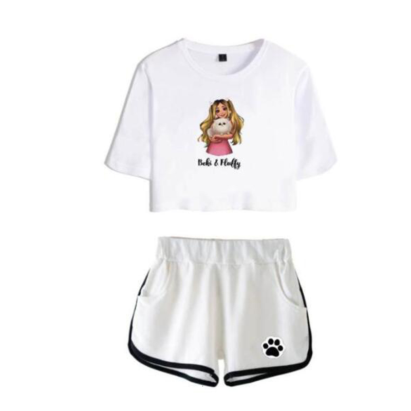 Women's Two Piece Pants Rebekah Wing Merch Beki Fluffy Print Tracksuit Women Two Piece Set Top and Shorts Outfits Casual Sportwear Streetwear 230