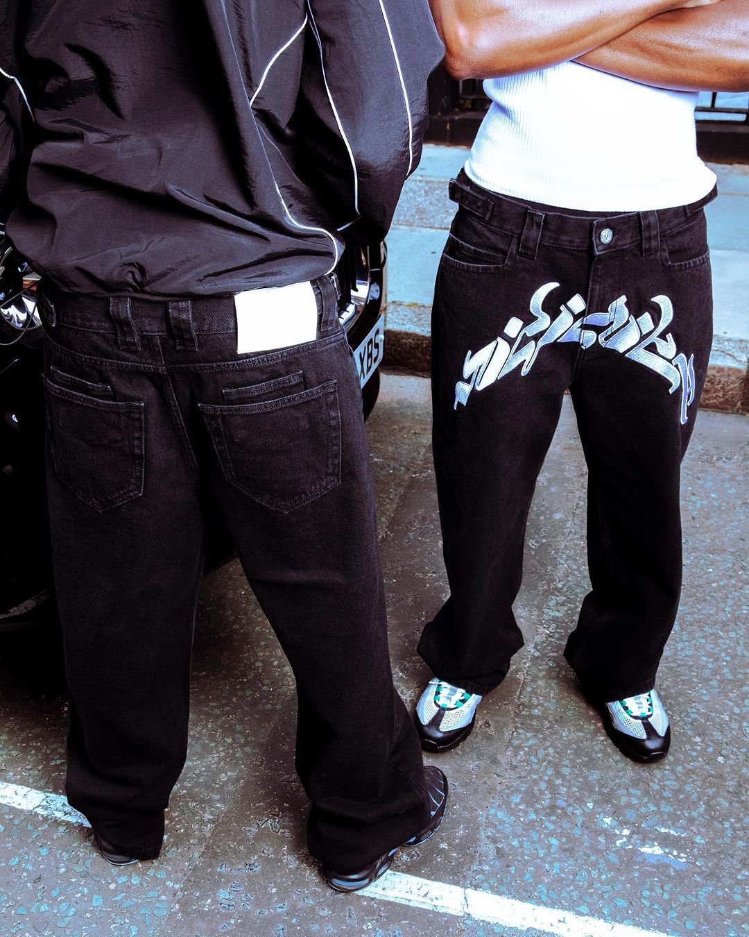 Men's Jeans Man Black Baggy Jeans Fashion Street Hip Hop Letter Embroidery Denim Pants Y2k Punk Casual Straight Wide Leg Pants 230821