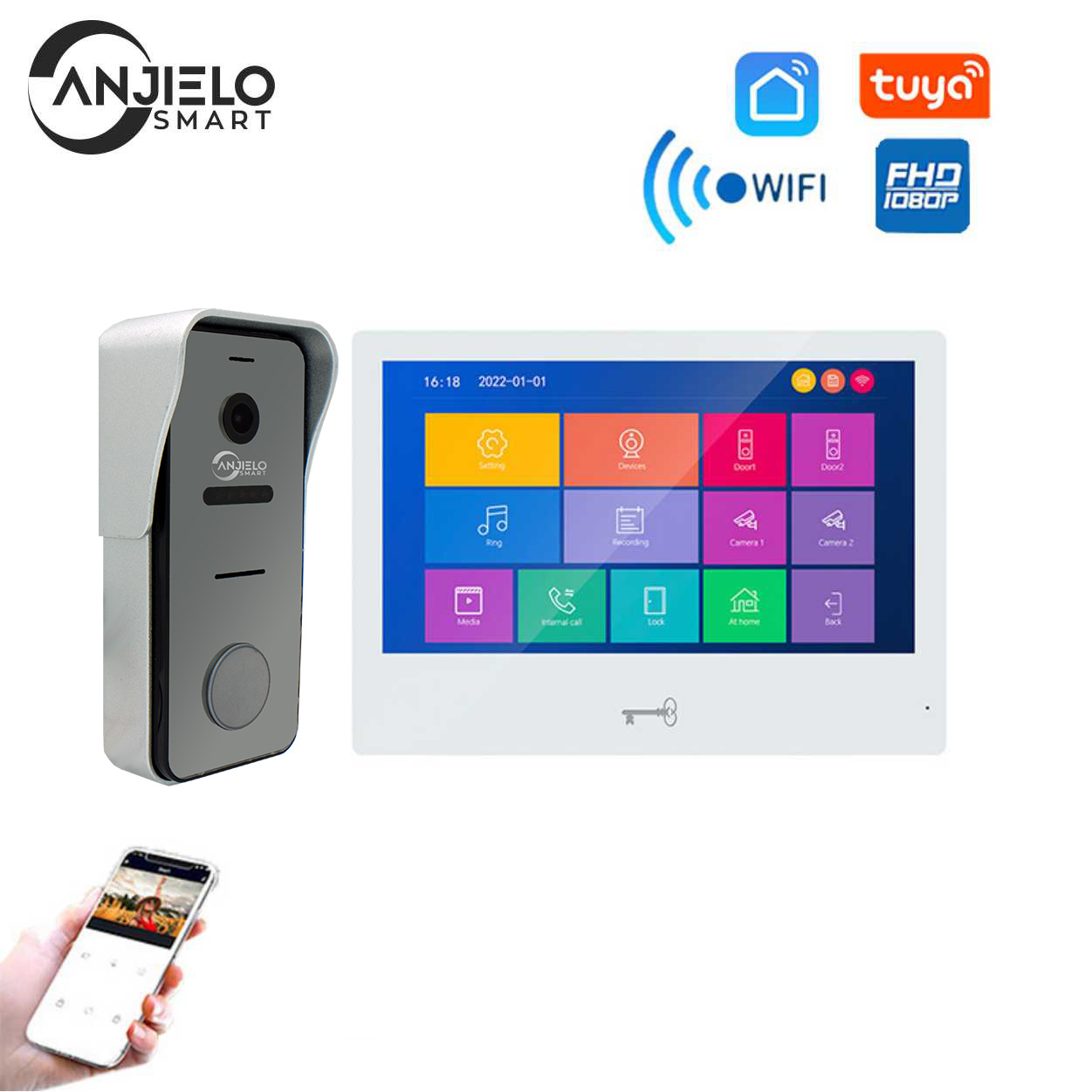 Quality Anjielosmart 10 Inch Screen Touch Monitor with Video Doorphone Camera Night Vision Video Doorbell Intercom System For Home Villa