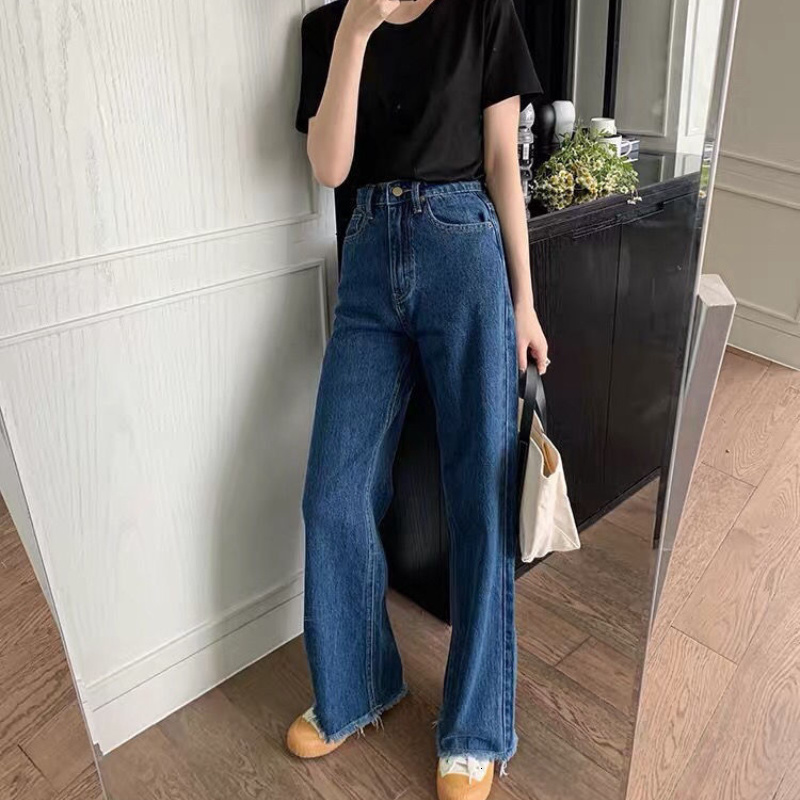 Women's Jeans Tassel Jean XS5XL Pure Minimalist Casual Loose Summer Denim Trousers Wide Leg Students Allmatch Stylish Empire 230821