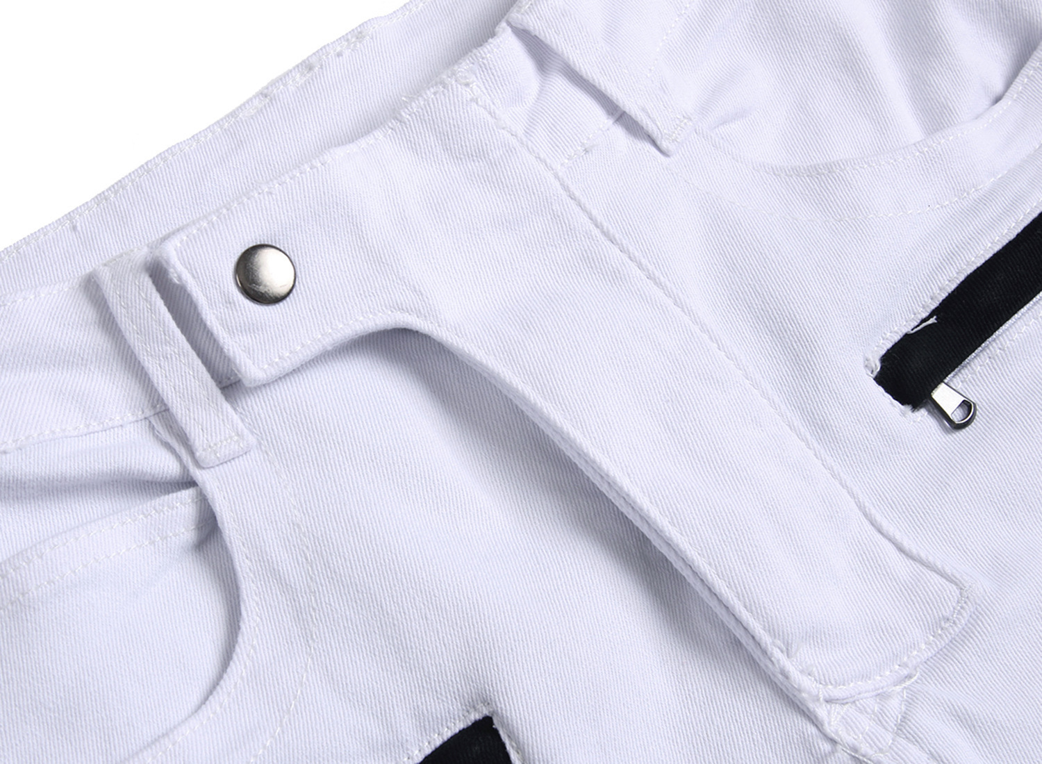 Men's Jeans Punk Jeans Men Zipper Hip Hop Slim Fit White Bike Jeans Elastic Split Denim Pants Cotton Fashion Casual Jogging Male Clothing 230821