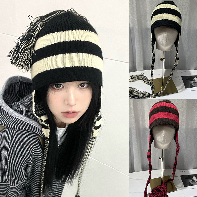 BeanieSkull Caps Anime NANA Cosplay Hat Okazaki Shinichi Beanies Unisex Women Men Tassel Ear Protection Hat Winter Bonnet Gorro Apparel 230821