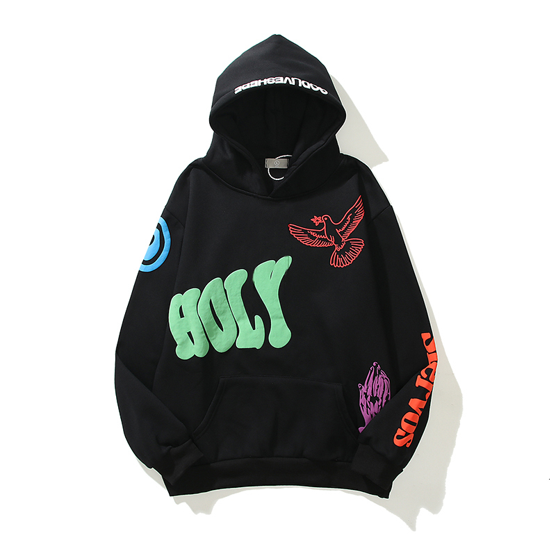 Men's Hoodies Sweatshirts Harajuku Retro Letter Foam Graffiti Fleece Mens and Womens Hooded Sweatshirts Oversized Casual Pullover Loose Hoodies 2