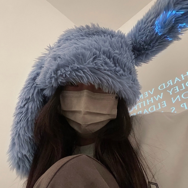 Beanie/Skull Caps Long Rabbit Ears Hat Faux Fur Rabbit Hat Long Ear Hat Plush Bunny Ear Hat Cute Funny Skullies Beanie Bunny Beanie Hat 230822