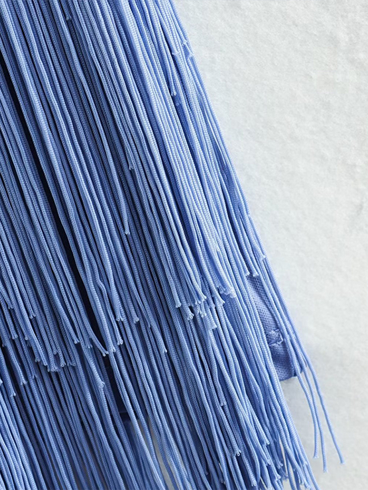 Urban Sexy Dresses Backless Tassel Mini Dress Blue Loose Halter Sleeveless A Line Evening Party Female 2023 Summer Vestido 230822