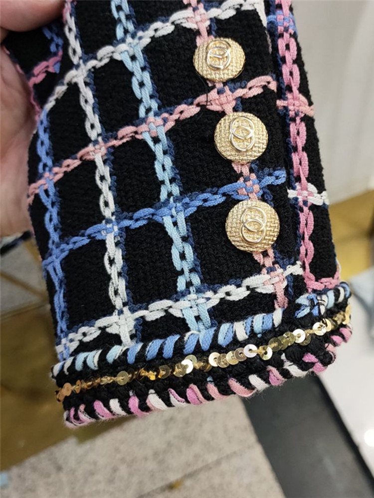 Women's Jackets Vintage Check Tweed Jacket Autumn High Quality Women's Jacket Sequined Trim Long Sleeve Woolen Coat Elegant Outwear 230822CJ