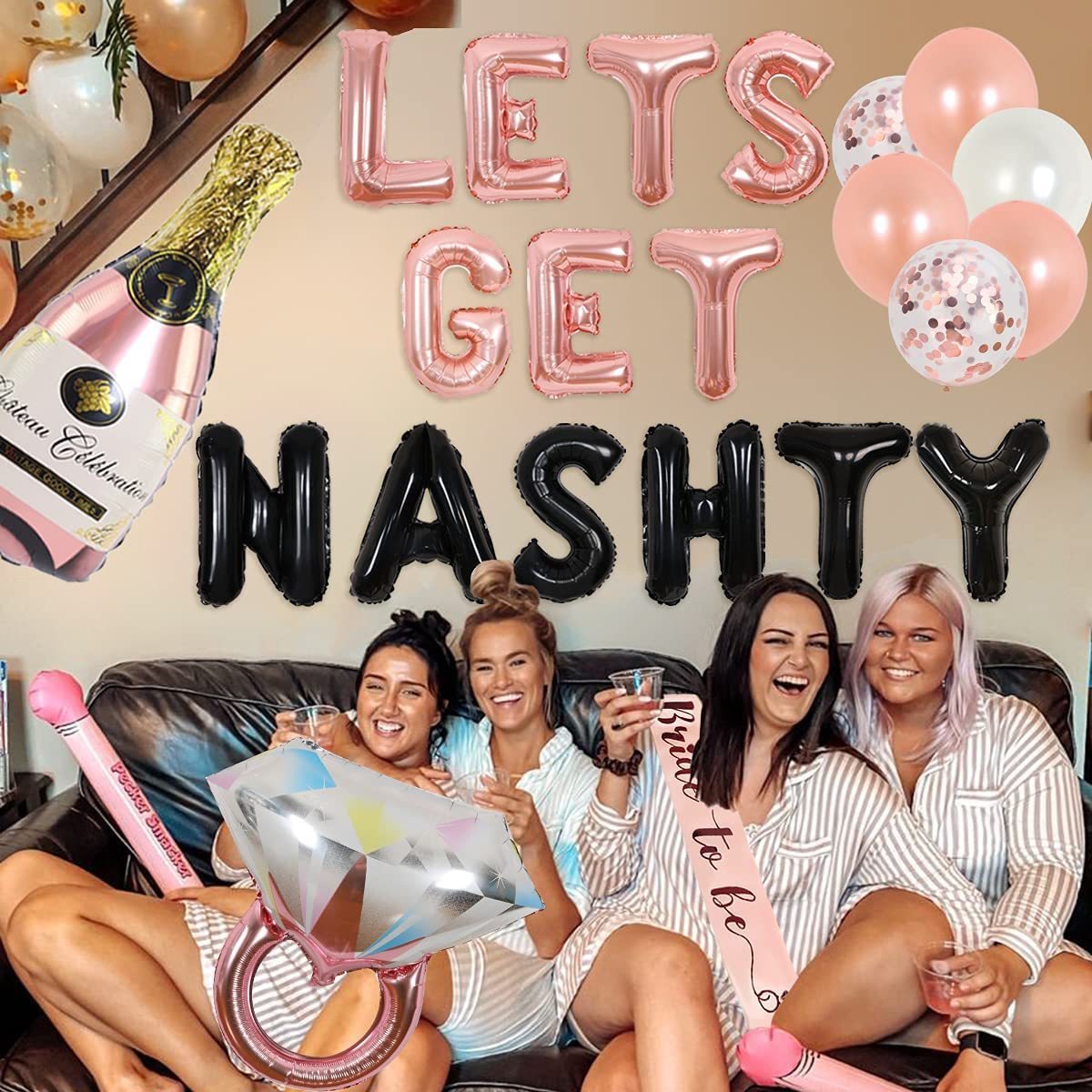 Other Event Party Supplies Let's Get Nashty Decorations Nashville Bachelorette Balloons Bride To Be Sash for Bridal Shower 230821